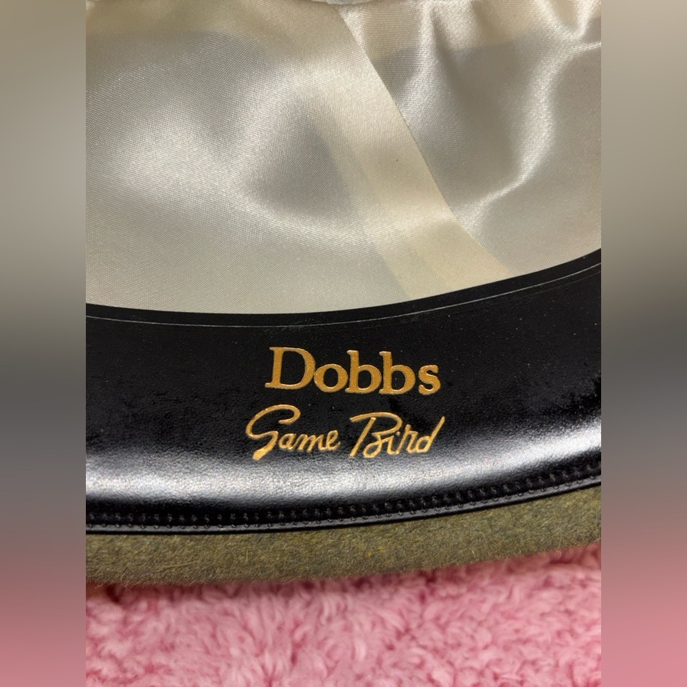 Vtg Dobbs Game Bird  Fedora Hat Feather Band Olive Green Size 7 1/4​​ - Picture 5 of 9